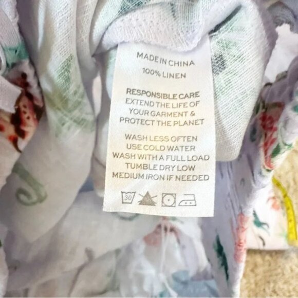 HILL HOUSE The Skylar Pant Sea Creatures 100% Linen Pants Size M Beach Ocean - Picture 6 of 7